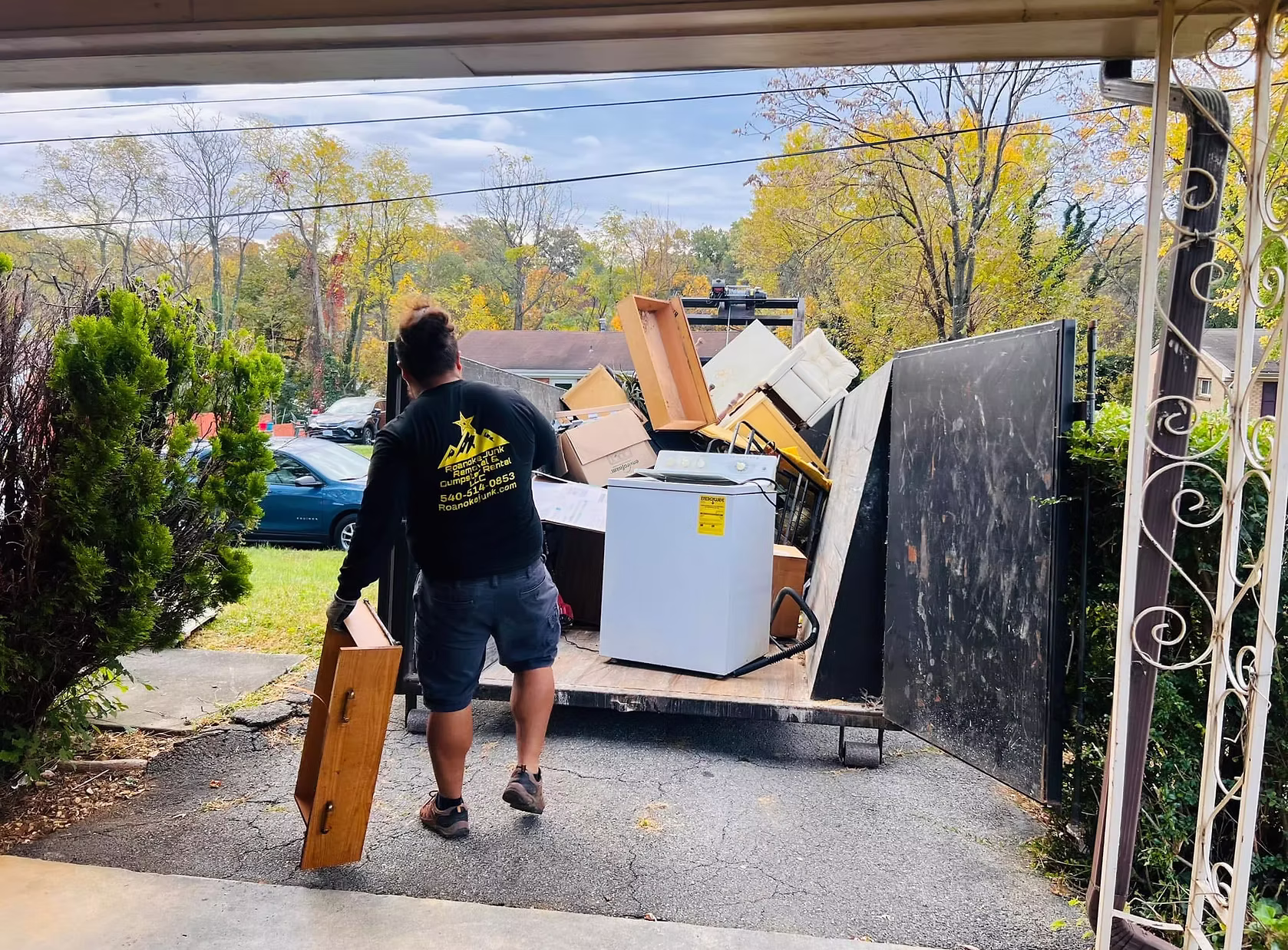Roanoke Junk Removal crew working at a local property